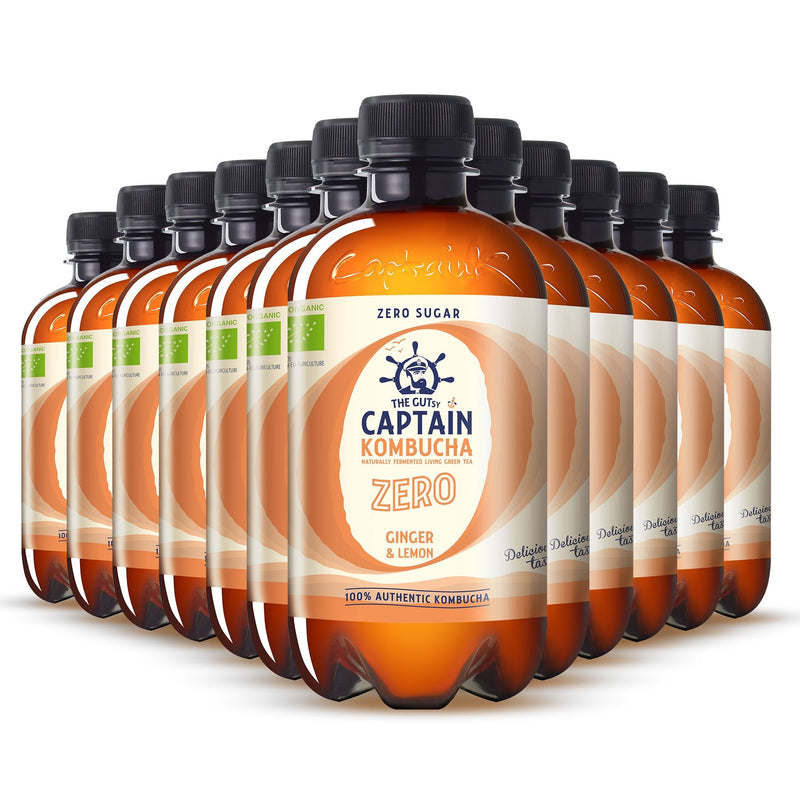 GUTsy Captain Kombucha Zero - Ginger and Lemon 12 x 400ml - GutsyCaptain