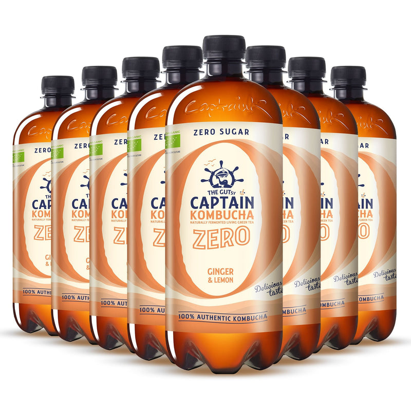GUTsy Captain Kombucha Zero - Ginger and Lemon 8 x 1L - GutsyCaptain
